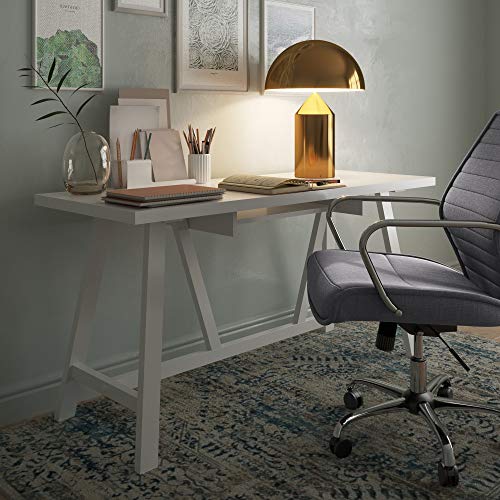 SIMPLIHOME Dylan SOLID WOOD Modern Industrial 60 inch Wide Home Office Desk, Writing Table, Workstation, Study Table Furniture in White
