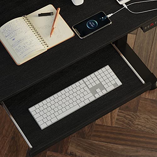 Rolanstar Standing Desk, Dual-Motor Adjustable Height Electric Stand Up Desk with Keyboard Tray, 47 Inch Home Office Desk with Whole-Piece Tabletop, Black