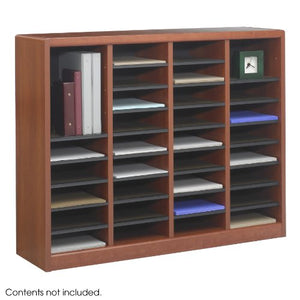 Safco Products E-Z Stor Wood Literature Organizer, 36 Compartment, 9321CY, Cherry, Durable Construction, Removable Shelves, Plastic Label Holders