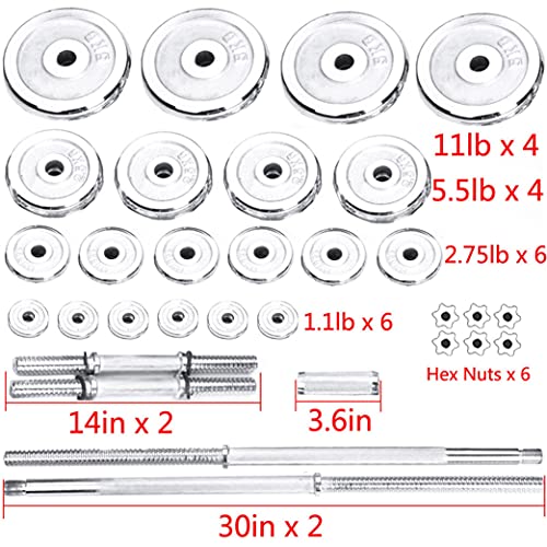 Deluxe 110 LBs Adjustable Dumbbells Barbell Weights Set with Bar, Home Gym Equipment Lifting Dumbbells Strength Training, for Indoor Body Workout Fitness Beginners Professionals Friendly