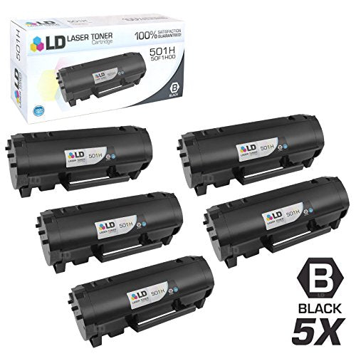LD Compatible Toner Cartridge Replacement for Lexmark 501H 50F1H00 High Yield (Black, 5-Pack)