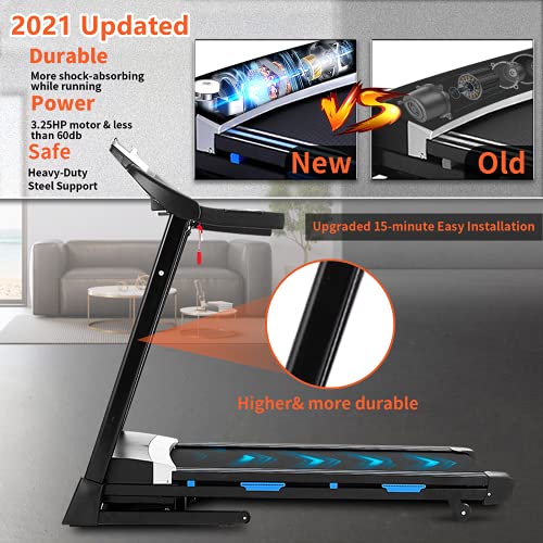 FUNMILY 3.25HP Folding Treadmill, Electric Automatic Incline Treadmill, Motorized Walking Running Jogging Machine for Gym Home & Office Workout - 2021 Updated Version