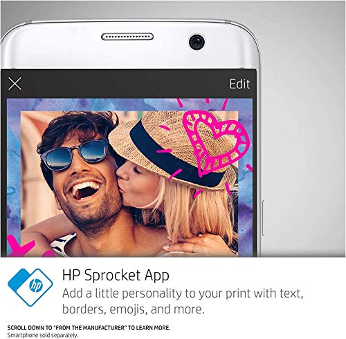 HP Sprocket Plus Instant Photo Printer (Black) Prints on 2.3x3.4” Zink Sticky Back Pictures Straight from Smartphone & Social Media.