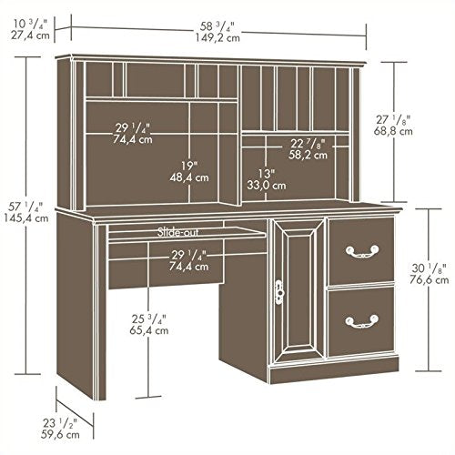 Scranton & Co Wood Computer Desk with Hutch in Carolina Oak