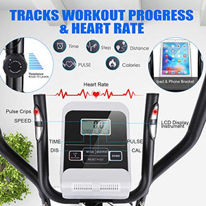 ANCHEER Elliptical Machine, Elliptical Trainer with APP Connected, 390 Weight Capacity & Large Multi-Function LCD Display for Walking Home & Office Cardio Exercise