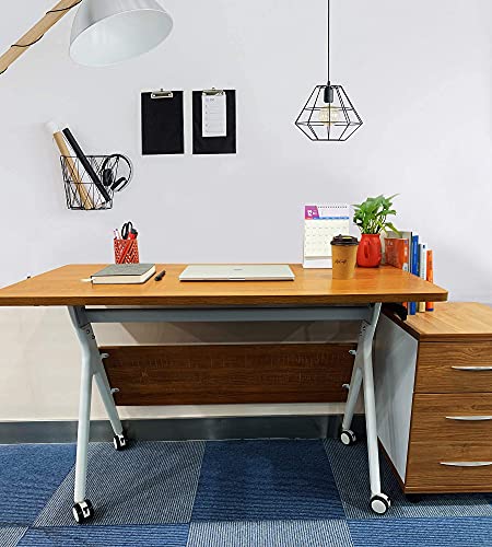 ECVV Mobile Computer Desk for Study Flipper Table for Office Work and Quick Conference, Folding Work Desk with Caster Wheels, Easy to Move, Rectangular, 47" L x 21.6" W x 30" H