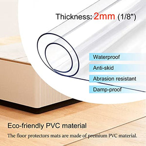 MOGGED Transparent Chair Mat for Hardwood Floor, 2mm Thick, Waterproof, Non-Slip, Size: 140cmx600cm