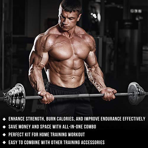 STOZM Dumbbell Full Set - Dumbbell Set with Case, Collars, Connectors, Weight Plate, Dumbbell and Bar Bell Options (Chrome, 110lbs) (T18D)
