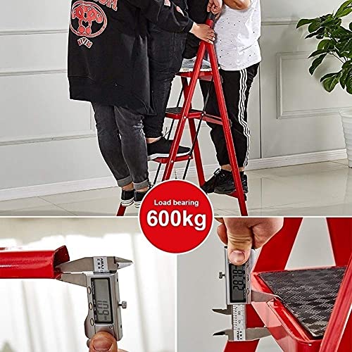 LUCEAE 4-Step Folding Non-Slip Alumiladder with Handle - Portable Step Stool