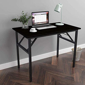 DALIBAI Folding Table Computer Desk PC Desk Office Desk Workstation for Home Office Use Writing Table, Dining Table Conference Table, Black (100 X 60 X 75 cm)