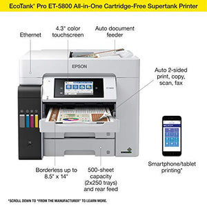 Epson EcoTank Pro ET-5800 Wireless Color All-in-One Supertank Printer with Scanner