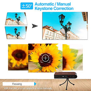 Portable Mini DLP 3D Projector HDMI WiFi Support HD 1080P Wireless Pico Pocket Projector, Auto Keystone Built-in Battery Speaker, Wireless Airplay Miracast Mirror for Smartphone Home Outdoor Movie