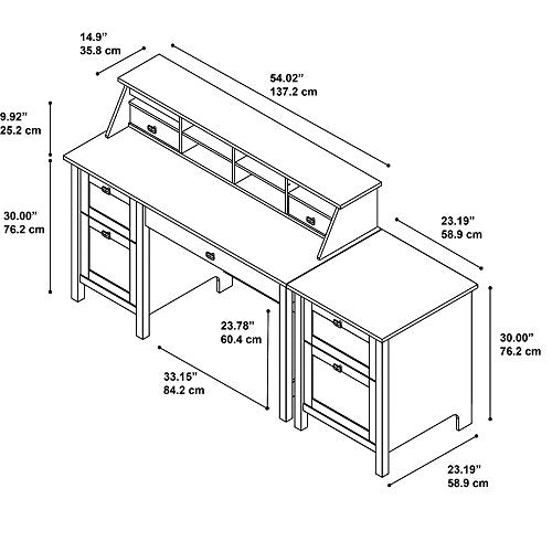 Broadview Computer Desk with Pedestal, Organizer and File Cabinet