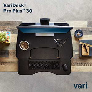 VariDesk Pro Plus 30 by Vari – Standing Desk w/ Posture Curve – Height-Adjustable Stand Up Converter – Work or Home Office Sit to Stand Workstation – No Assembly Required (Black) (Renewed)