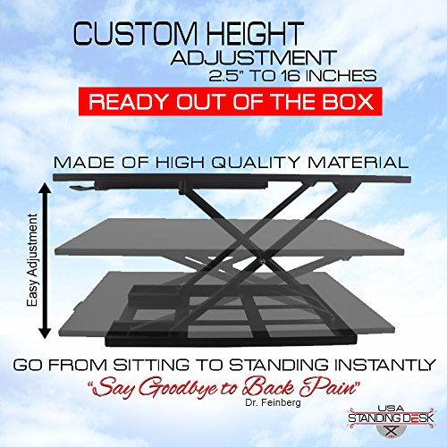 Standing Sit and Stand Up Desk - Easy Height Adjustable Table Jack Desk Converter with Huge 32" x 22" Instantly Convert any Variable Portable Computer Monitors for Work Home by Elevating in Seconds