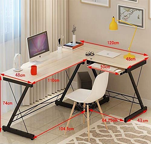 VIVICL L-Shaped Computer Desk Industrial Rustic Corner Desk, Space Saving, Large Gaming Desk 2 Person Table for Home Office Workstation,B