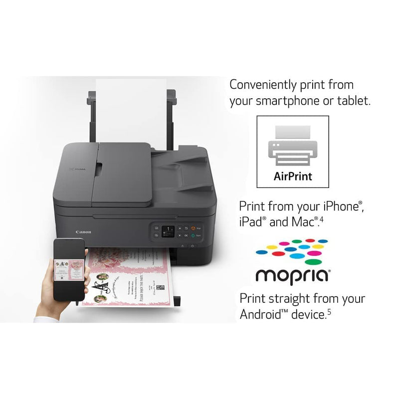 Canon PIXMA TR7020 Inkjet All-in-One Wireless Printer for Photo and Document Fast Printing, Copy & Scan (Black) 4460C002 Home Office Bundle with DGE High Speed USB Print Cable + Business Software Kit