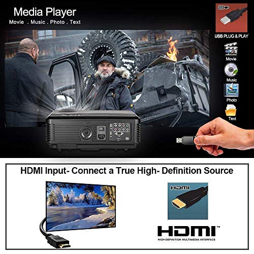 Video Projector WiFi Wireless 3600 Lumen, LCD LED Multimedia Projector Wireless Airplay Miracast Support HD 1080P HDMI USB VGA AV for iPhone iPad PC Laptop Mac DVD Home Theater Outdoor Movie Gaming