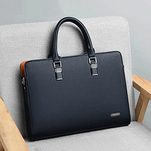 SFFZY Men's Bag Leather Shoulder Bag for Business Briefcase Laptop Casual Large Capacity Handbag (Color : Black, Size : 15inch)