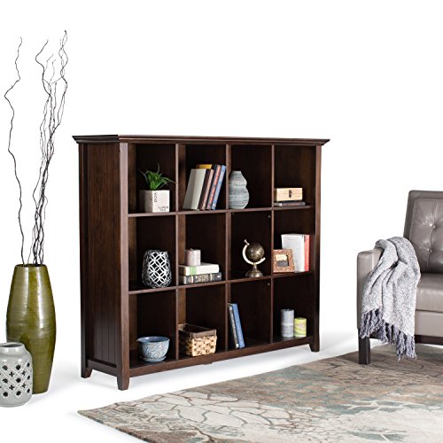 Simpli Home AXWELL3-015 Acadian Solid Wood 48 inch x 57 inch Rustic 12 Cube Storage in Tobacco Brown