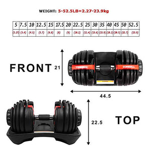 Deloboll Adjustable Dumbbell Set 50 lbs Fitness Dial Dumbbell Series Strength Training Weights Gym Equipment for Man and Women 2 pack (1 Pair)
