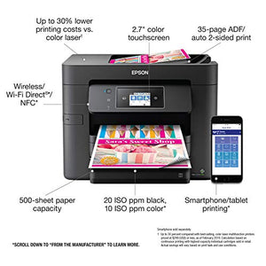 Epson_Workforce Pro WF Series All-in-One Wireless Color Inkjet Printer - 4-in-1 Print Scan Copy Fax - 20 ppm, 500-Sheet, Voice-Activated, Auto 2-Sided Printing