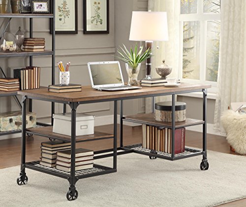 Homelegance 5099-15 Wood and Metal Writing Desk, Brown/Black