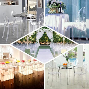 Efavormart Pack of 12 | Clear Transparent Banquet Ghost Chairs