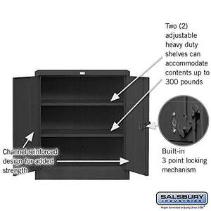 Salsbury Industries Counter Height Heavy Duty Storage Cabinet, Unassembled, Black