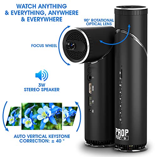 Portable Smart Projector with Speaker, Bluetooth, WiFi, HDMI, USB, 100 ANSI lm - Wireless Video DLP Mini Projector - Pico Pocket Movie Projector for Outdoor and Home Theater, Tripod & Bag