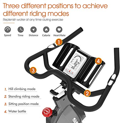 pooboo Indoor Exercise Bike Commercial Stationary Bike Belt Drive Indoor Cycling Bike with 42 LB Flywheel,LCD Monitor (S1)