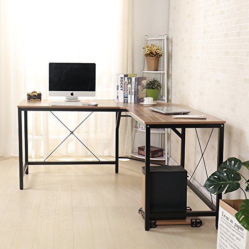Soges 59 x 59 inches Large L-Shaped Desk Computer Desk L Desk Office Desk Workstation Desk, Oak CS-ZJ02-OK