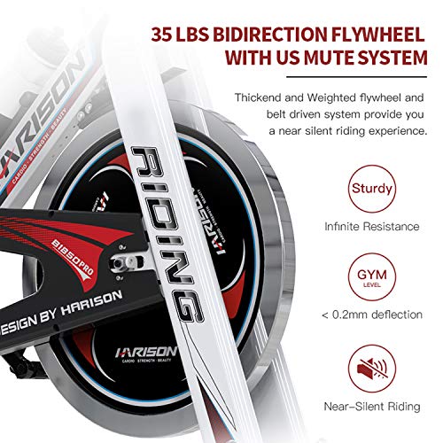 HARISON Exercise Bike Indoor Cycling Bike Fitness Stationary 35LBS Flywheel Bicycle for Home Cardio Workout Machine Training with Comfortable Seat with Digital Monitor (with Big Seat)