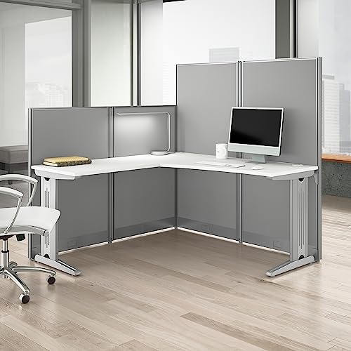 Bush Business Furniture Office in an Hour L Shaped Cubicle Desk | Modern Computer Table, 65W x 65D, Pure White