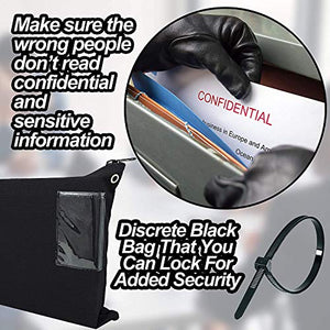Interoffice Mailer Canvas Transit Sack Zipper Bag - Extra Strong Zipper (18" x 14", Black 50-Pack)