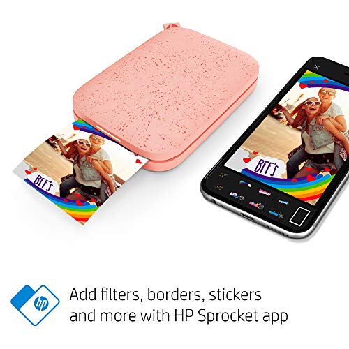 HP Sprocket Portable 2x3" Instant Photo Printer (Blush) Print Pictures on Zink Sticky-Backed Paper from your iOS & Android Device.