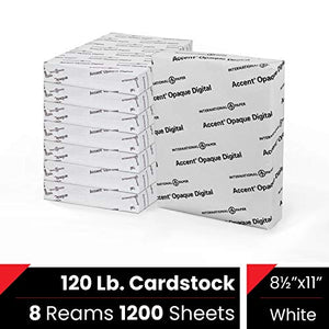 Accent Opaque White 8.5” x 11” Cardstock Paper, 120lb, 325gsm – 1,200 Sheets (8 Reams) – Premium Smooth Extremely Heavy Cardstock, Printer Paper for Invitations, Menus, Business Cards – 188179C