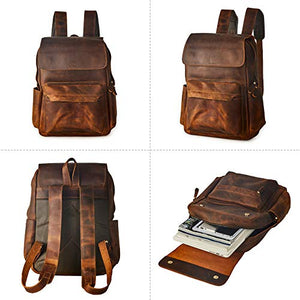 BRASS TACKS Leathercraft Leather Rucksack Backpack Casual Travel Satchel Bag Daypack For Men Women 15.6 inch Laptop Bookbag