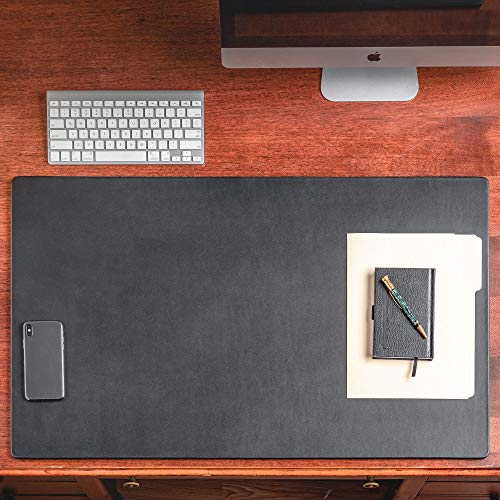 Dacasso Black Leather 34" x 20" Without Rails Desk Mat