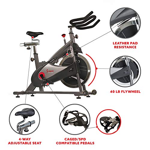 Sunny Health & Fitness SF-B1509C Chain Drive Premium Indoor Cycling Exercise Bike, Gray