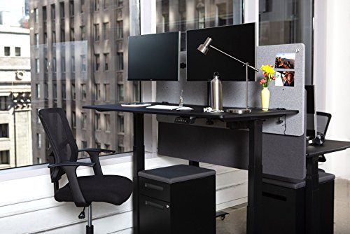 Luxor Reclaim 3 Piece Desktop Privacy Panels, Misty Gray - 60"W x 24"H