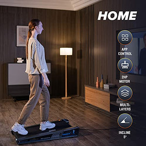 Egofit Walker Pro Small Under Desk Electric Treadmill Walking Machine, Installation-Free with LED Display, Remote Control and APP Control, Compact Fit Standing Desk Exerciser for Home Office Use