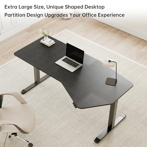 EUREKA ERGONOMIC Electric Standing Desk Adjustable Height (70" x 30") Dual Motor, Memory Presets, Smoked Wood
