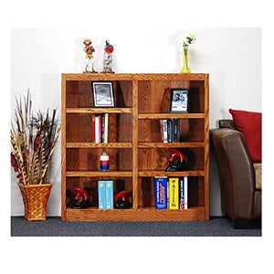 Concepts In Wood Traditional 48" Tall Double Wide Wood Bookcase Dry Oak