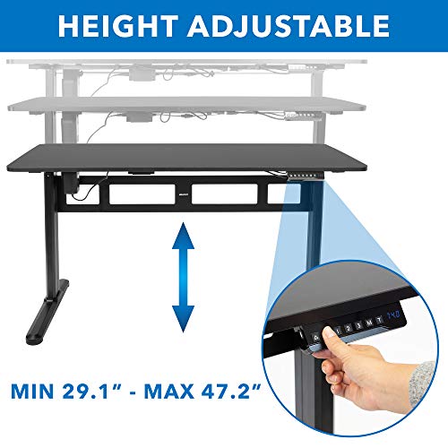 MOUNT-IT! Electric Standing Desk With Tabletop [55.1" x 23.6"] | Motorized Sit Stand Desk With Memory Control Panel, Height Adjustable Powered Desks for Home and Office, Leveling Feet (Black)