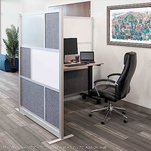 S Stand Up Desk Store Workflow Modular Wall Bundle | Expandable Office Partition System with Whiteboard, Acrylic Panels | (1) 70x70in Wall + (1) 53x70in Wall