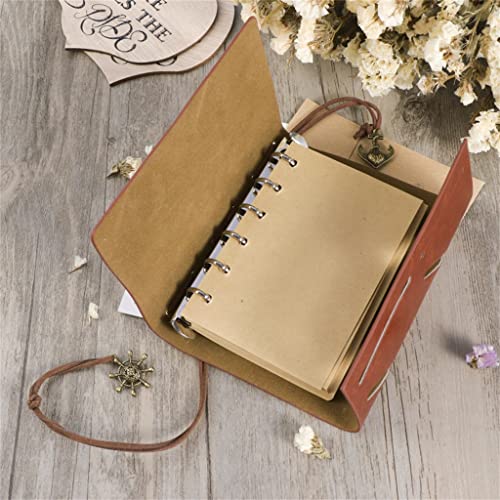BDYCZ Classic Leather Notebook Antique Diary Journal with Binding Rope for Gift (Brown) (Color : A, Size : One Size)