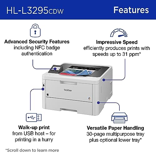 Brother HL-L3295CDW Wireless Color Laser Printer | Duplex, NFC, Mobile & Ethernet Connectivity | Amazon Dash Replenishment Ready