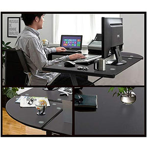 Thaweesuk Shop New New Black Modern L Shaped Desk Table Tempered Glass Corner with Keyboard Tray Office Home Workstation Computer Laptop Study PC Gaming Writing Student Steel 51" L x 51" W x 29.5" H