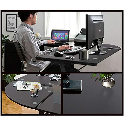 Thaweesuk Shop New New Black Modern L Shaped Desk Table Tempered Glass Corner with Keyboard Tray Office Home Workstation Computer Laptop Study PC Gaming Writing Student Steel 51" L x 51" W x 29.5" H